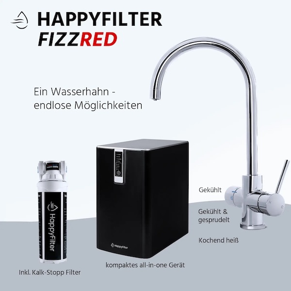 Wassersprudler von HappyFilter mit Aktivkohlefiltersystem
