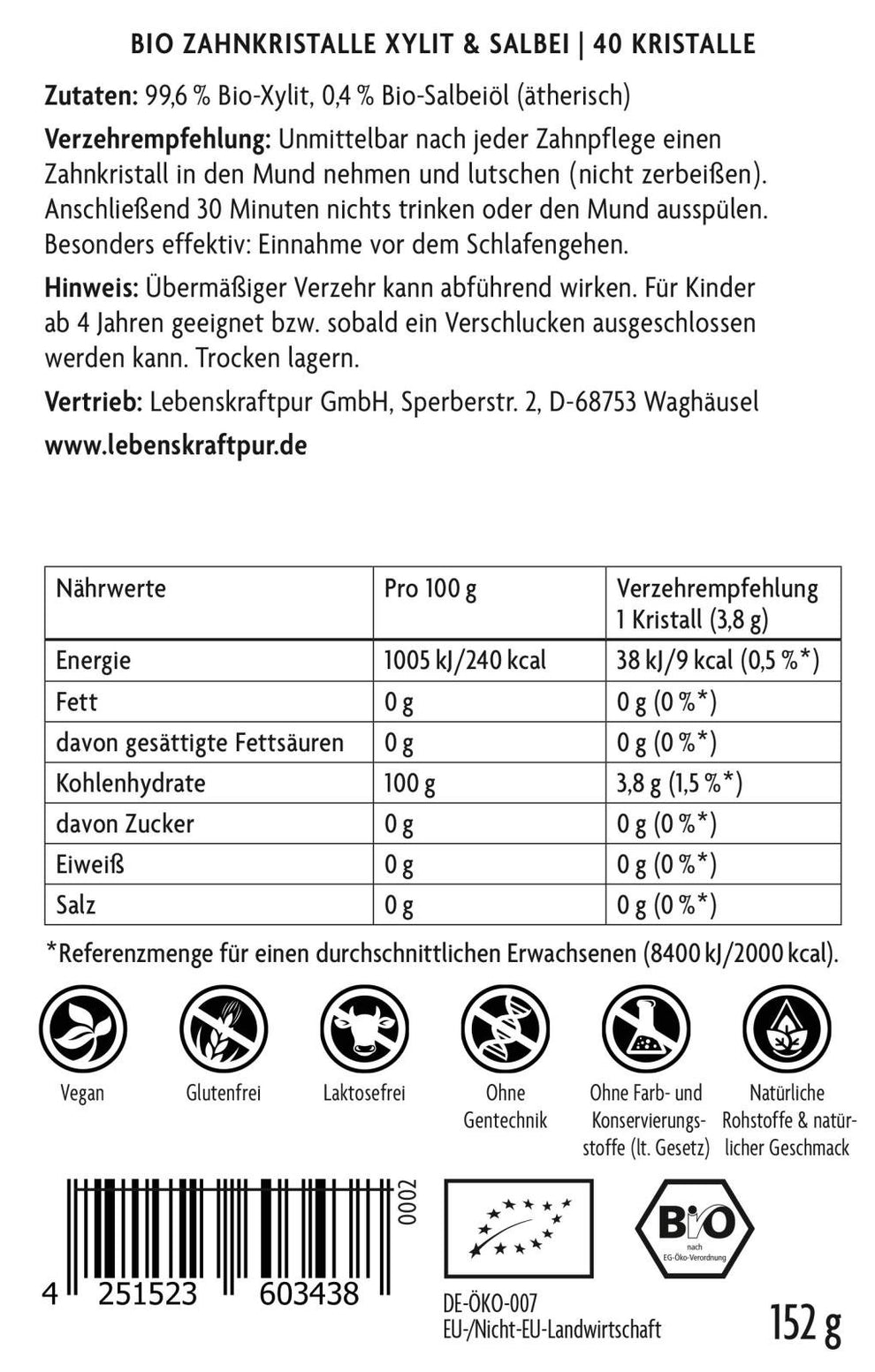 Zahnkristalle Xylit und Salbei | 40 Kristalle