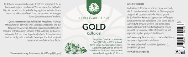 Kolloidales Gold - Lebenskraftpur Gold Kolloidal