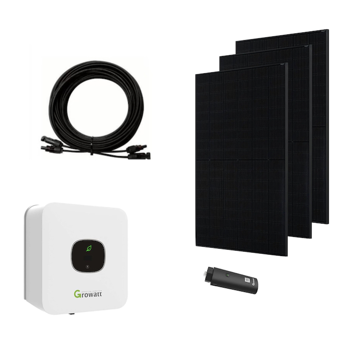 Balkonkraftwerk | 3x JA Solar Mono Perc Full Black | Wechselrichter Growatt Mic 1000TL-X Balkonkraftwerk_1230Wp_JA_Solar_Full-Black